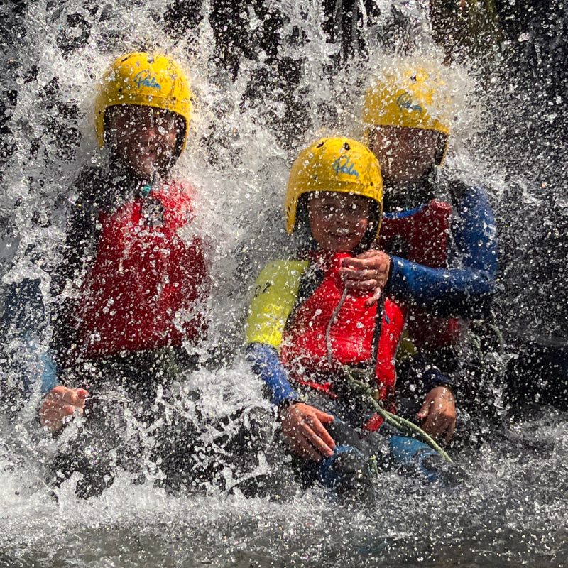 a group of people in the water